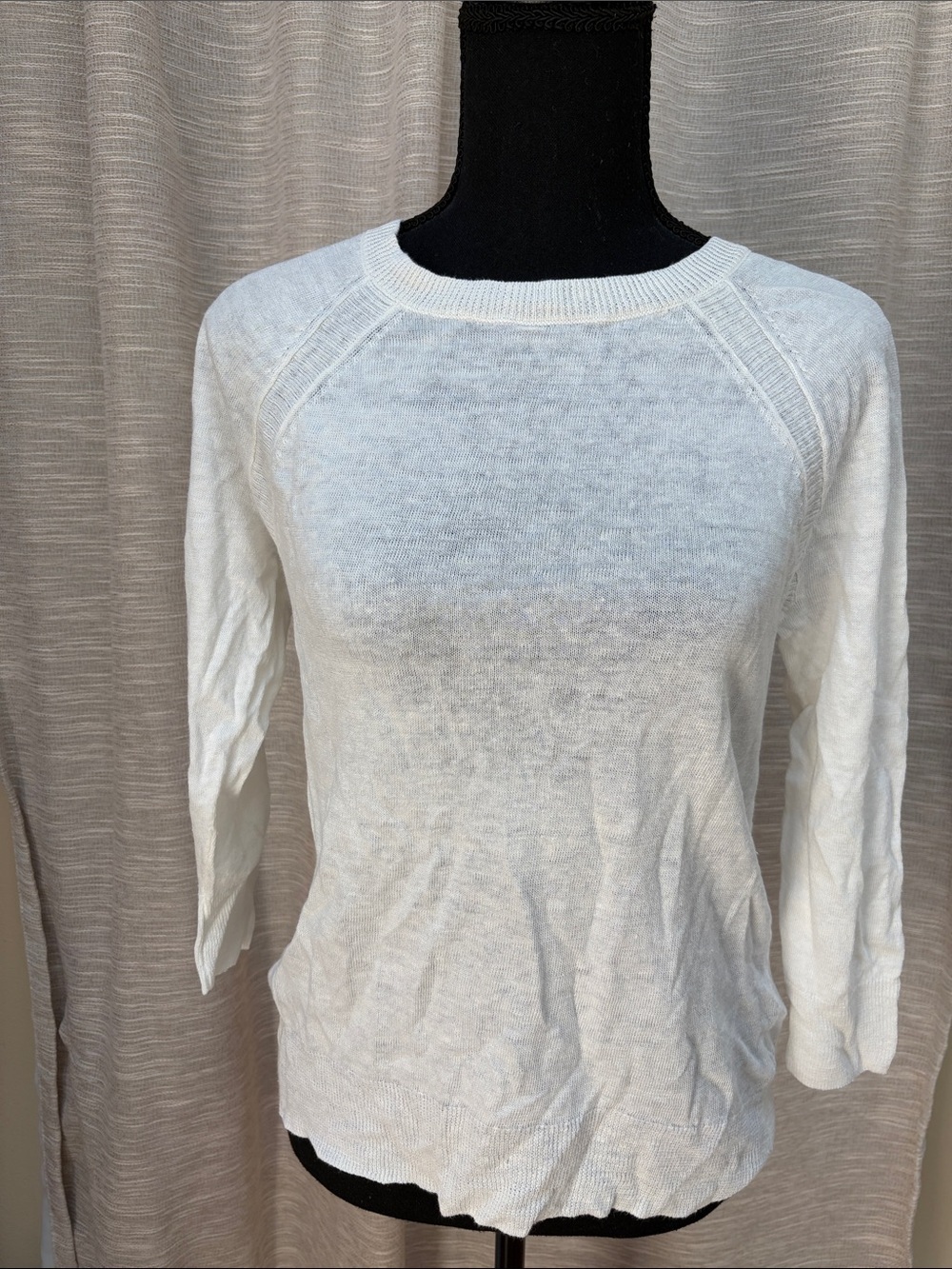 J. Crew Women's White Lightweight Raglan Crewneck Sweater